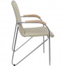 Кресло SAMBA AKS-1 Pegasso крем, подлокотники дерево светлое